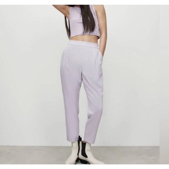 AllSaints Pants - AllSaints Pants Womens 2 Light Purple Aleida Tri Trouser Tapered Pull On Ankle